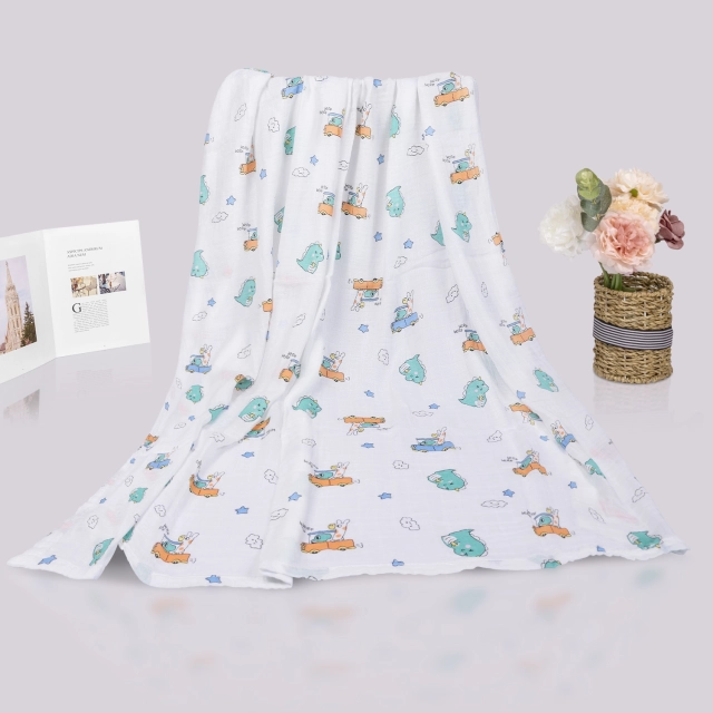 Bamboo Cotton Muslin Blankets Baby Muslin Swaddle Blankets Swaddle Wrap 2 Layers Receiving Blankets for Boys and Girls(ZMT07)