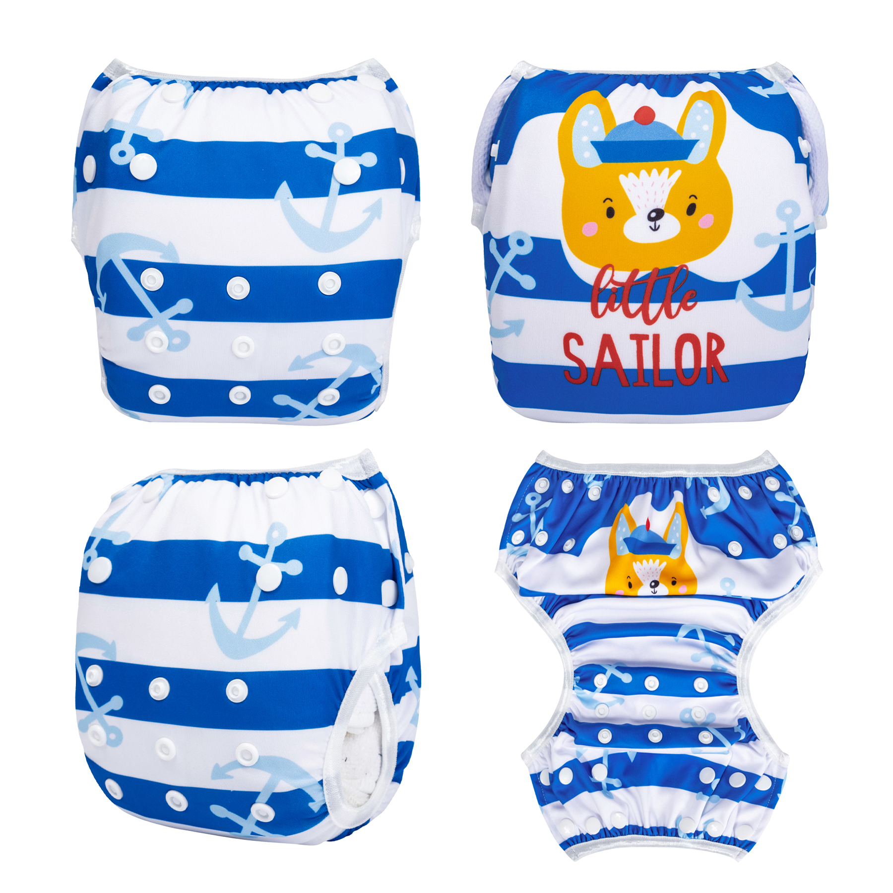 ALVABABY Reusable Swim Diaper - Adjustable One Size Swimwear for Infants & Toddlers (Sailor, SWD-BS94A)