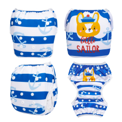 ALVABABY One Size Positioning  Printed Swim Diaper -Sailor(SWD-BS94A)