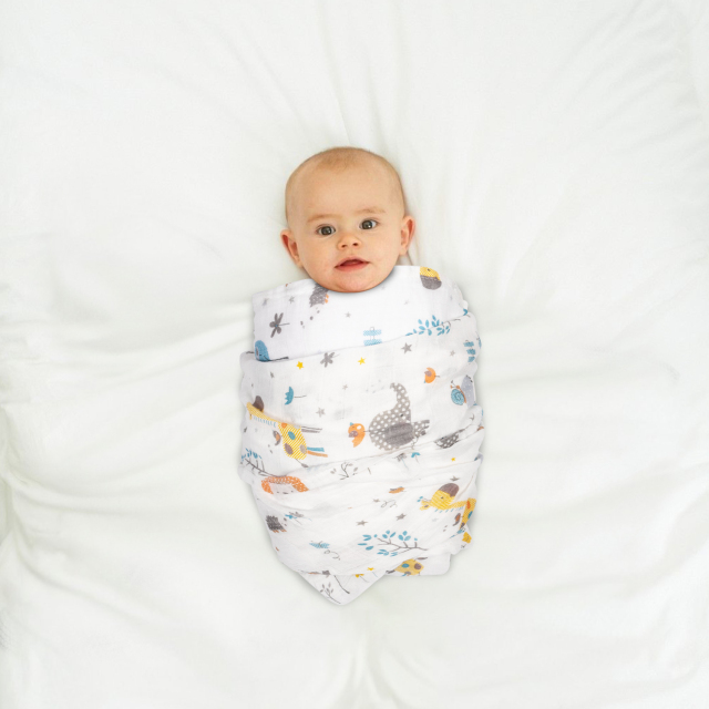 Bamboo Cotton Muslin Blankets Baby Muslin Swaddle Blankets Swaddle Wrap 2 Layers Receiving Blankets for Boys and Girls(ZMT03)