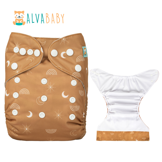 ALVABABY AWJ Lining Cloth Diaper with Tummy Panel for Babies -Rianbow (WJT-EW12A)