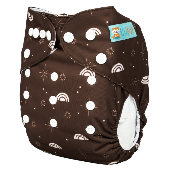 ALVABABY AWJ Lining Cloth Diaper with Tummy Panel for Babies -Moon & Sun (WJT-EW08A)