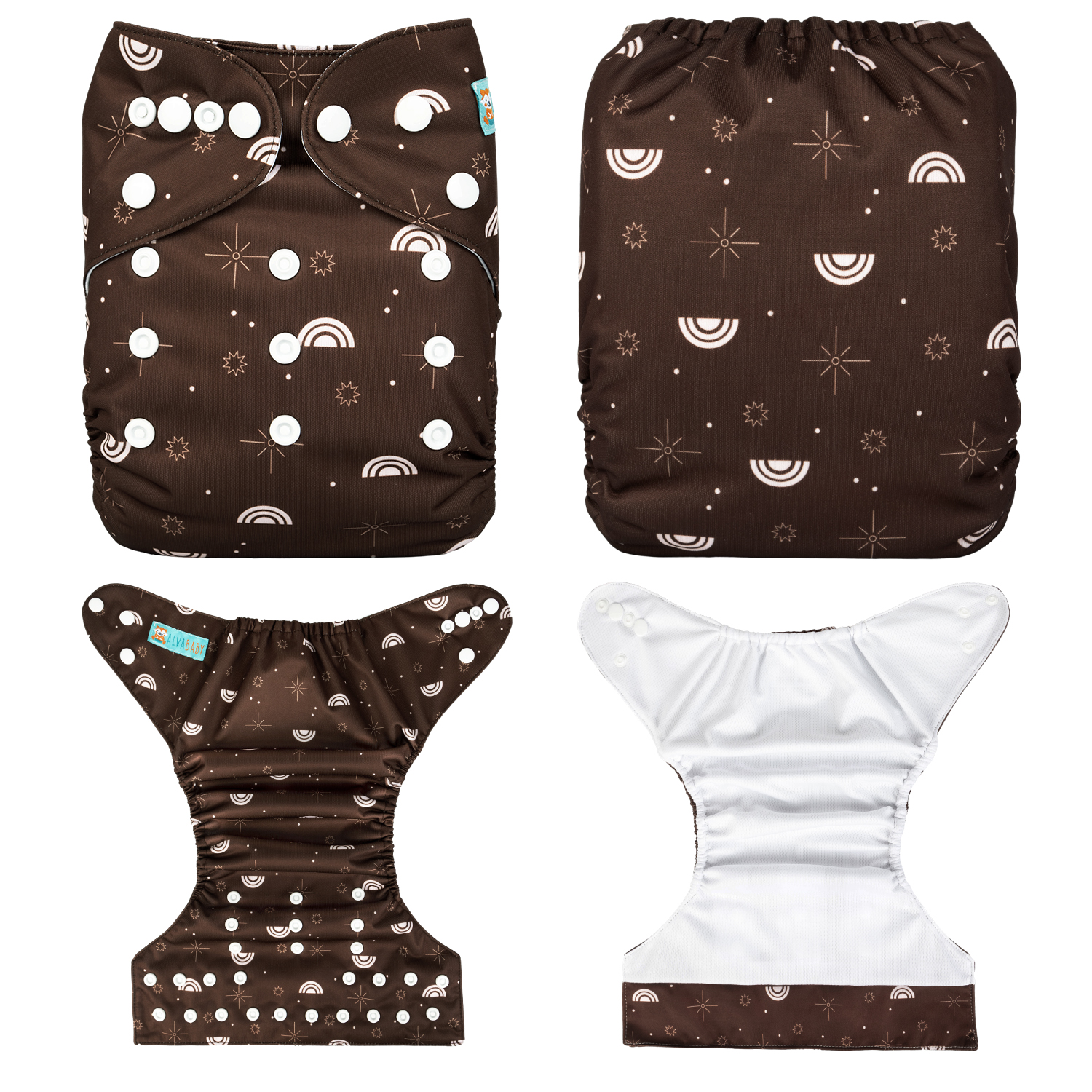 ALVABABY AWJ Lining Cloth Diaper with Tummy Panel for Babies -Rianbow (WJT-EW10A)