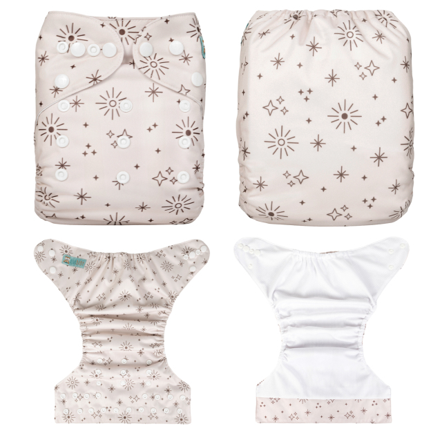 ALVABABY AWJ Lining Cloth Diaper with Tummy Panel for Babies -Star & Sun (WJT-EW09A)