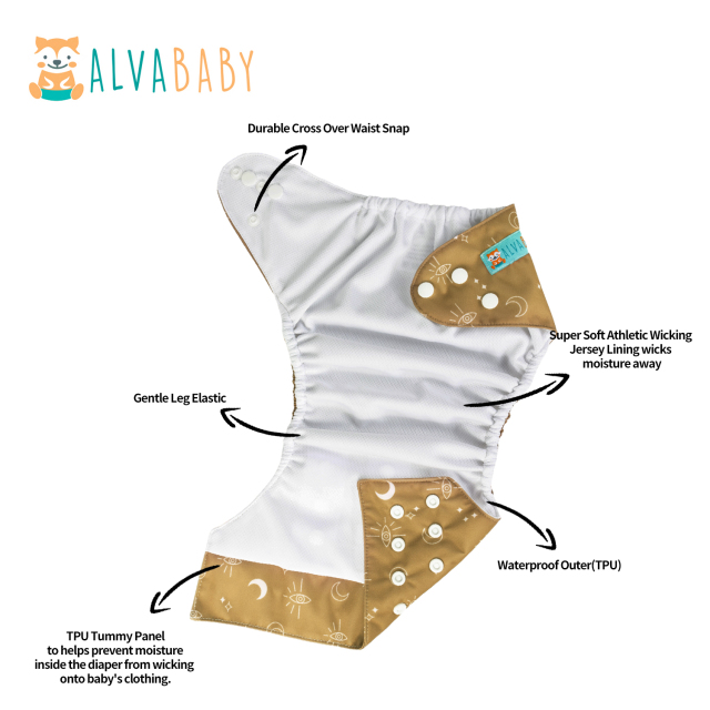 ALVABABY AWJ Lining Cloth Diaper with Tummy Panel for Babies -(WJT-EW07A)