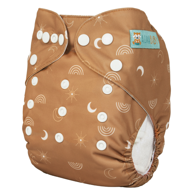ALVABABY AWJ Lining Cloth Diaper with Tummy Panel for Babies -Rianbow (WJT-EW12A)