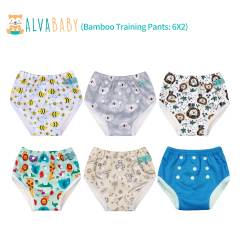 ALVABABY 6pcs Printed Toddler Potty Training Pants Training Underwears for Potty Training Bamboo Training Pants Trainer