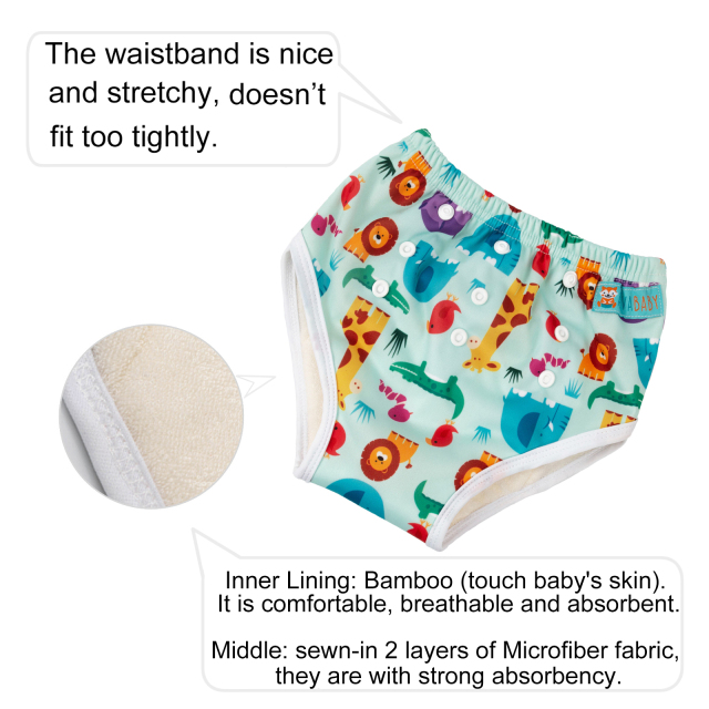 ALVABABY 6pcs Printed Toddler Potty Training Pants Training Underwears for Potty Training Bamboo Training Pants Trainer