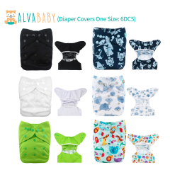 ALVABABY 6PCS Cloth Diaper Covers for Babies One Size Adjustable Reusable Washable Cloth Diaper Shell for Prefold Flat or Fitted Diaper Inserts