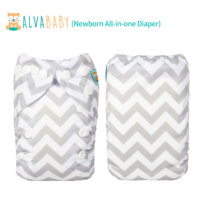 Newborn all In One Diaper with Pocket Sewn-in one Newborn 4-layer Bamboo blend insert-(SAO-S33A)