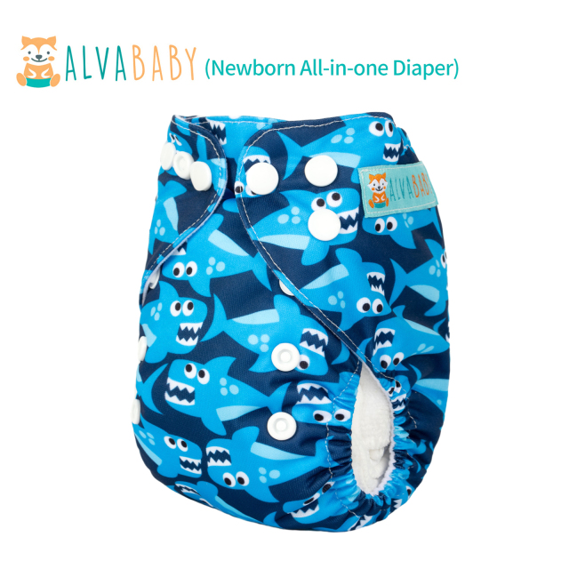 Newborn all In One Diaper with Pocket Sewn-in one Newborn 4-layer Bamboo blend insert-(SAO-S33A)