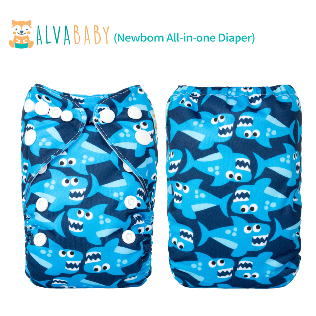 Newborn all In One Diaper with Pocket Sewn-in one Newborn 4-layer Bamboo blend insert-(SAO-S33A)