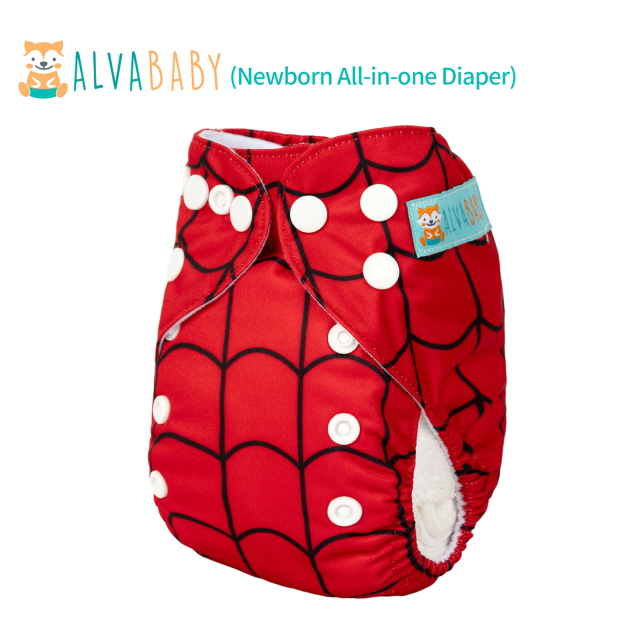 Newborn all In One Diaper with Pocket Sewn-in one Newborn 4-layer Bamboo blend insert-(SAO-N06A)