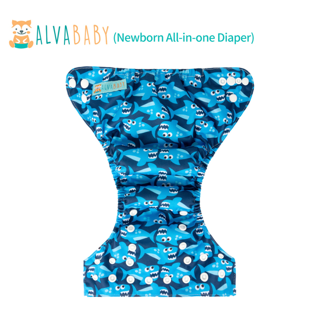 Newborn all In One Diaper with Pocket Sewn-in one Newborn 4-layer Bamboo blend insert-(SAO-S33A)