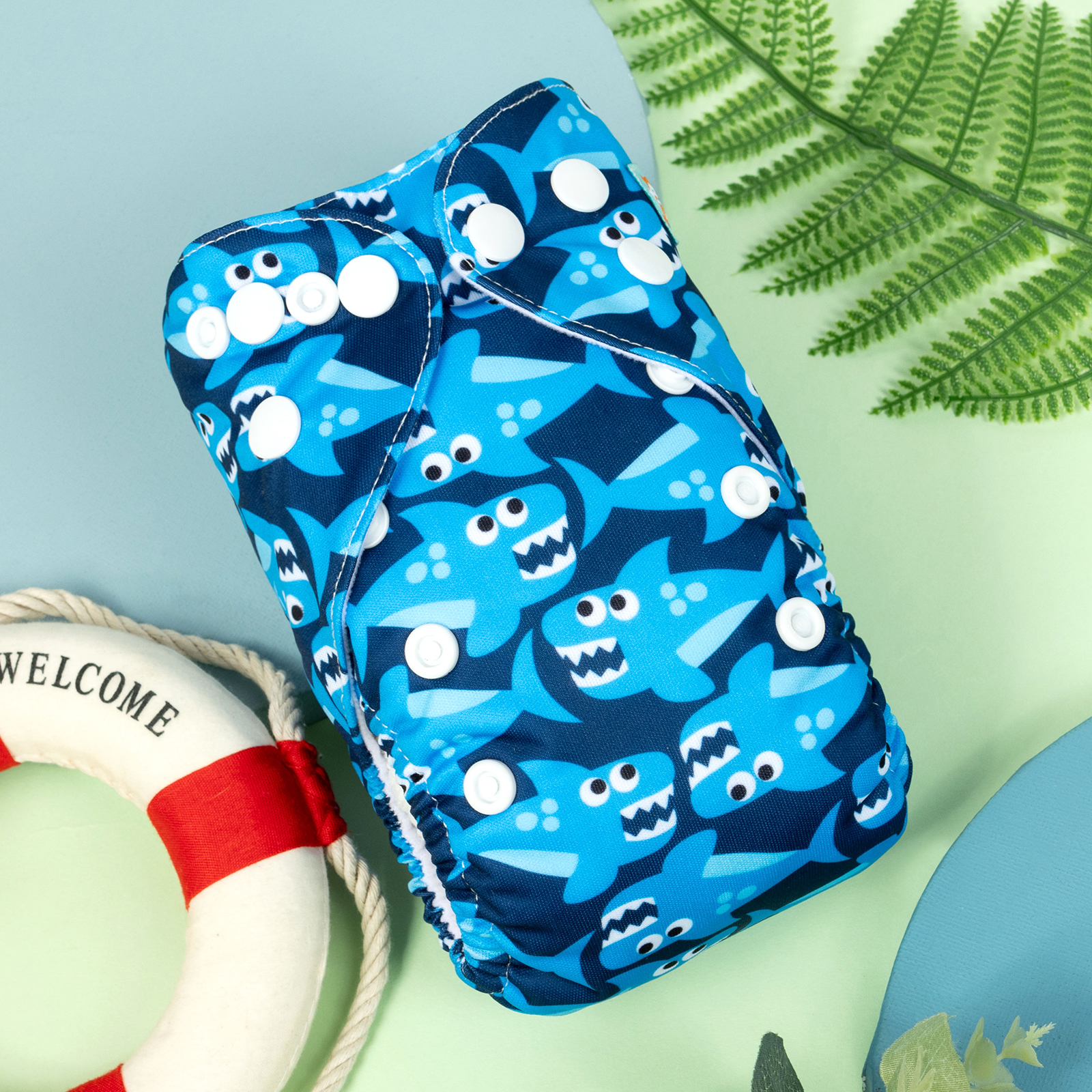 (Various Patterns) Newborn All In One Diaper with Pocket Sewn-in Bamboo Insert(4-Layer) - Adjustable Washable Reusable Cloth Diaper