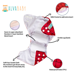 Newborn all In One Diaper with Pocket Sewn-in one Newborn 4-layer Bamboo blend insert-(SAO-N06A)