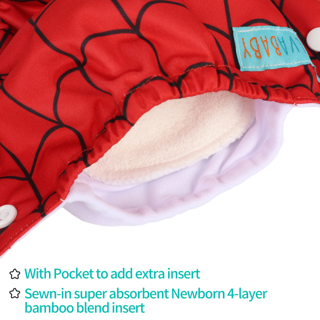 Newborn all In One Diaper with Pocket Sewn-in one Newborn 4-layer Bamboo blend insert-(SAO-N06A)