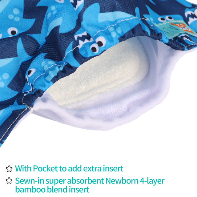 Newborn all In One Diaper with Pocket Sewn-in one Newborn 4-layer Bamboo blend insert-(SAO-S33A)