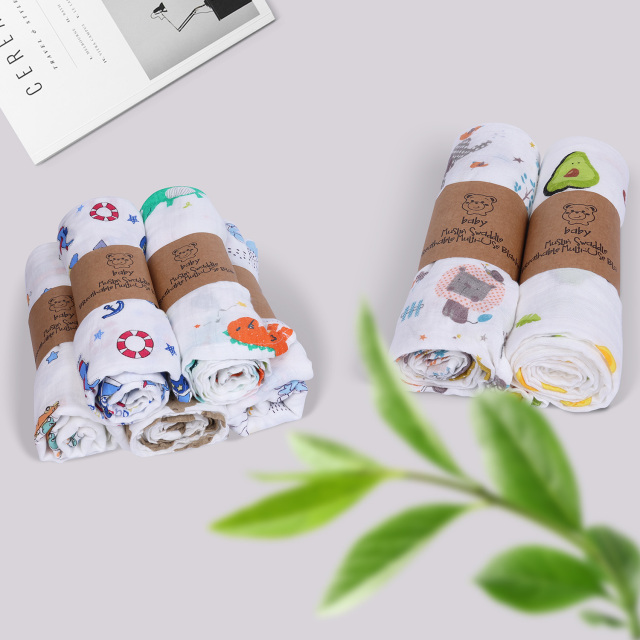 Bamboo Cotton Muslin Swaddle Blankets Swaddle Wrap Receiving Blankets 2 Layers Baby Muslin Blankets for Boys and Girls