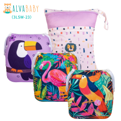 (All packs) 3PCS Baby Reusable Swim Diapers with 1PCS Wet Bag Reuseable Washable Adjustable for Swimming Lesson & Baby Boys and Girls