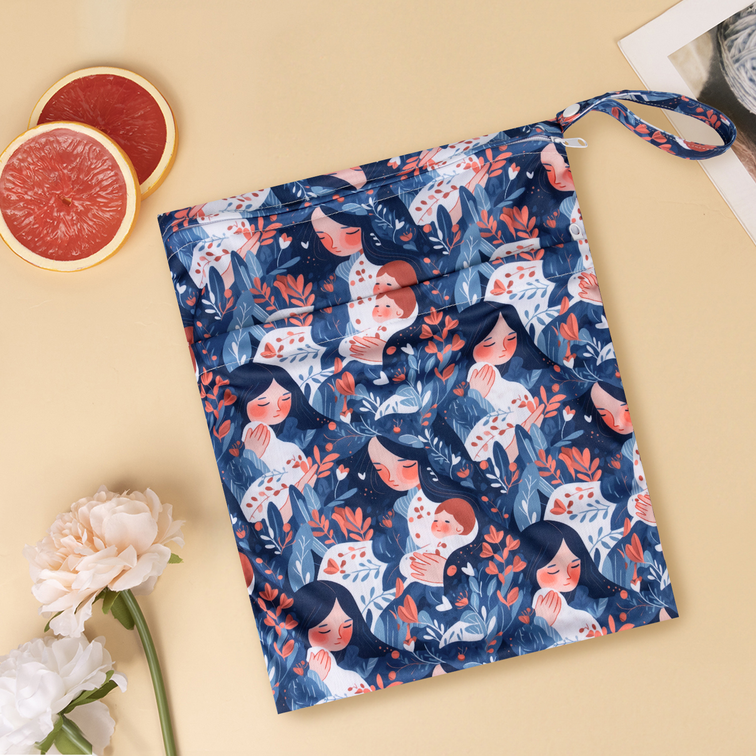 ALVABABY Diaper Wet Dry Bag with Two Zippered Pockets for Mothers' Day (L-ED18A)