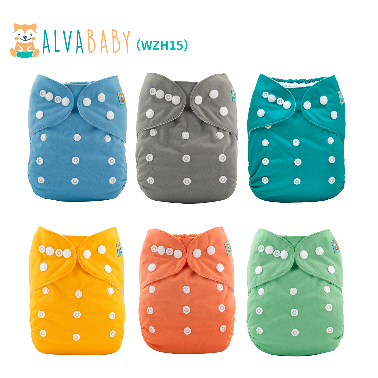 6-Pack Baby Cloth Diapers with 6 Microfiber Inserts - One Size Adjustable & Reusable Pocket Diapers for Infants & Toddlers