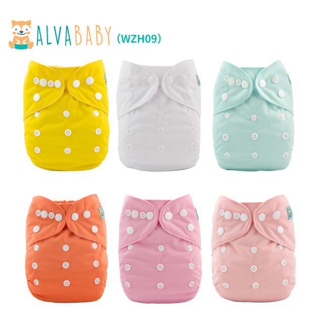 (All Packs)Baby Cloth Diapers 6 Pack with 6 Microfiber Inserts One Size Adjustable Washable Reusable for Baby Girls and Boys