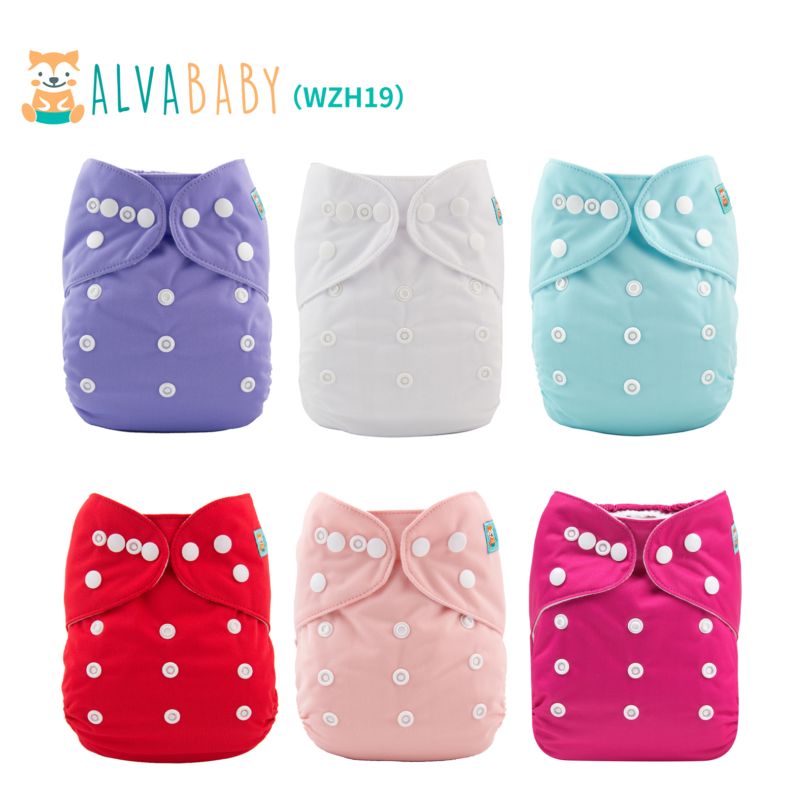 6-Pack Baby Cloth Diapers with 6 Microfiber Inserts - One Size Adjustable & Reusable Pocket Diapers for Infants & Toddlers