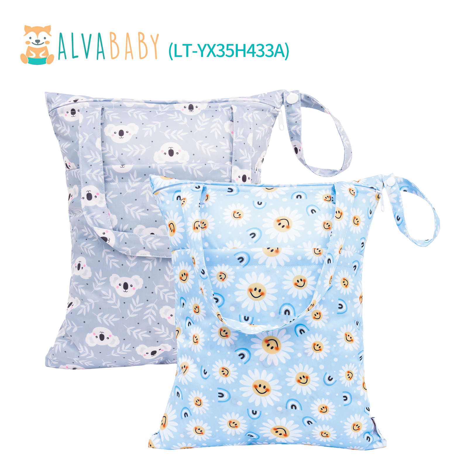 (Various packs) 2-Pack Waterproof Wet Dry Bags – Reusable Cloth Diaper Bags with Dual Zipper Pockets for Travel, Beach, Pool, Gym & Daycare