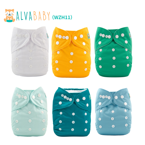 6-Pack Baby Cloth Diapers with 6 Microfiber Inserts - One Size Adjustable & Reusable Pocket Diapers for Infants & Toddlers