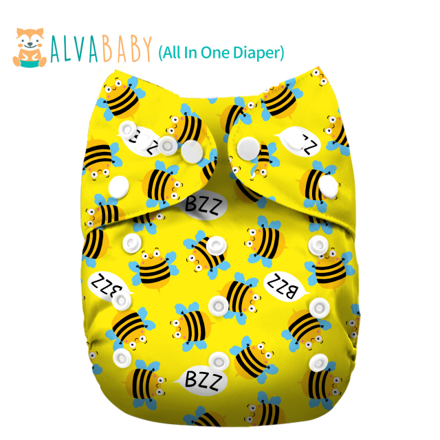 (All patterns)All In One Diaper One Size Reusable Cloth Diapers with Pocket Sewn-in one 4-layer-Bamboo-Blend Insert