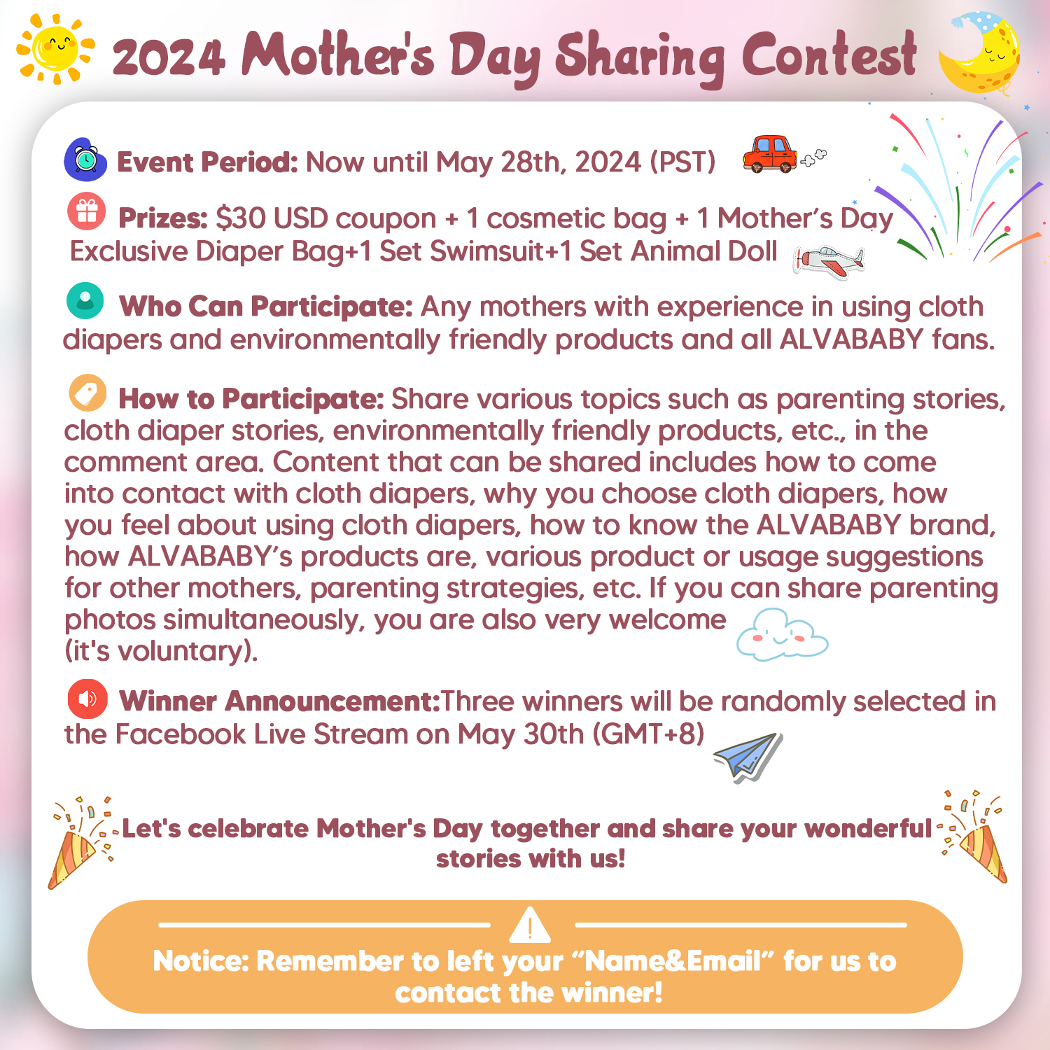 ALVABABY 2024 Mother's Day Sharing Contest