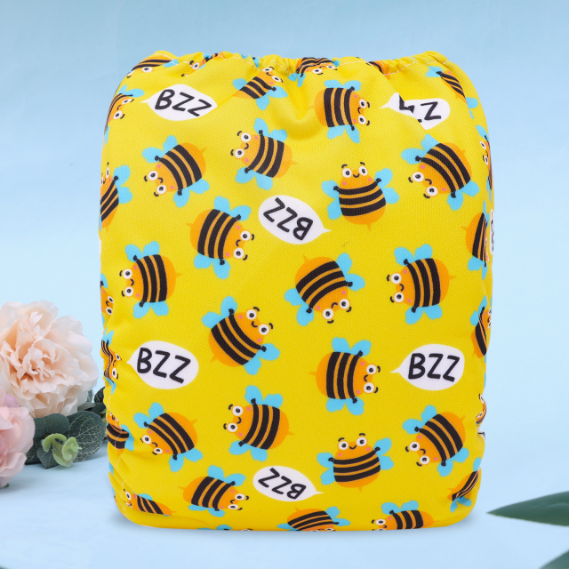 All In One Diaper with Pocket Sewn-in one 4-layer Bamboo blend insert-Bee(AO-BS92A)