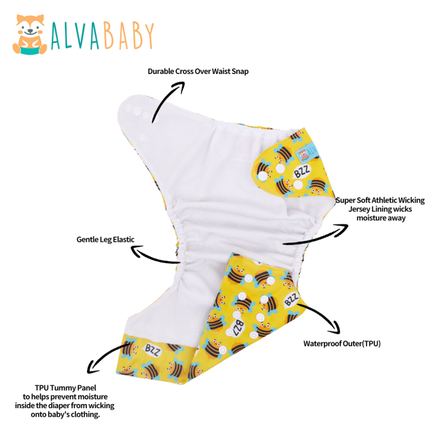 ALVABABY AWJ Lining Cloth Diaper with Tummy Panel for Babies  (WJT-BS92A)