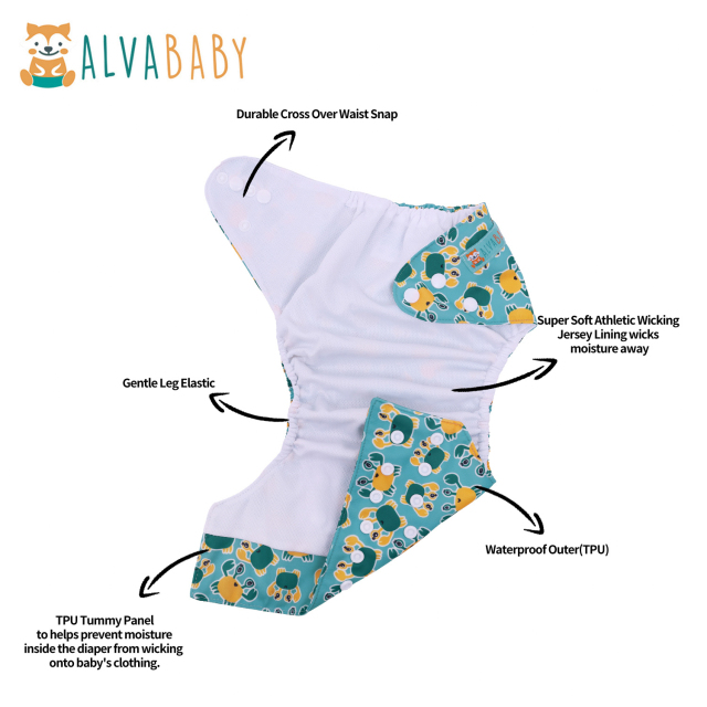 ALVABABY AWJ Lining Cloth Diaper with Tummy Panel for Babies  (WJT-BS88A)