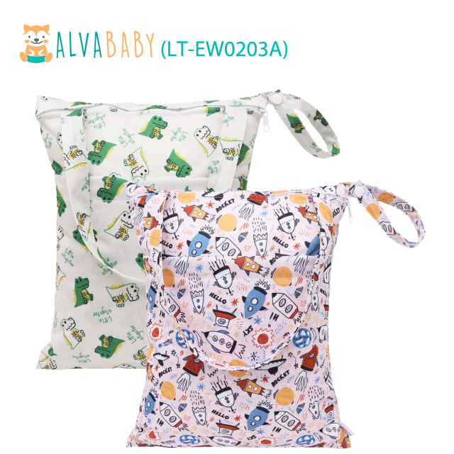 (Facebook live) 2PCS Diaper Wet Dry Bags Waterproof Reusable with Two Zippered Pockets