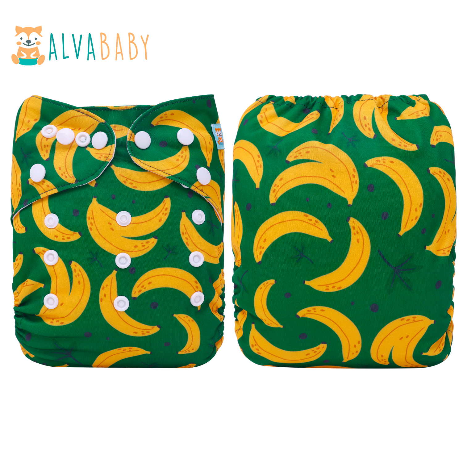All In One Diaper with Pocket Sewn-in one 4-layer Bamboo blend insert-Banana(AO-EW14A)