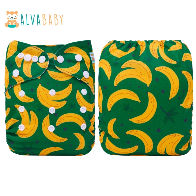 All In One Diaper with Pocket Sewn-in one 4-layer Bamboo blend insert-Banana(AO-EW14A)