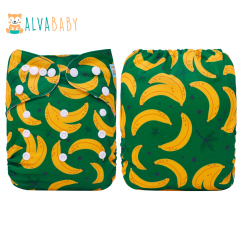All In One Diaper with Pocket Sewn-in one 4-layer Bamboo blend insert-Banana(AO-EW14A)
