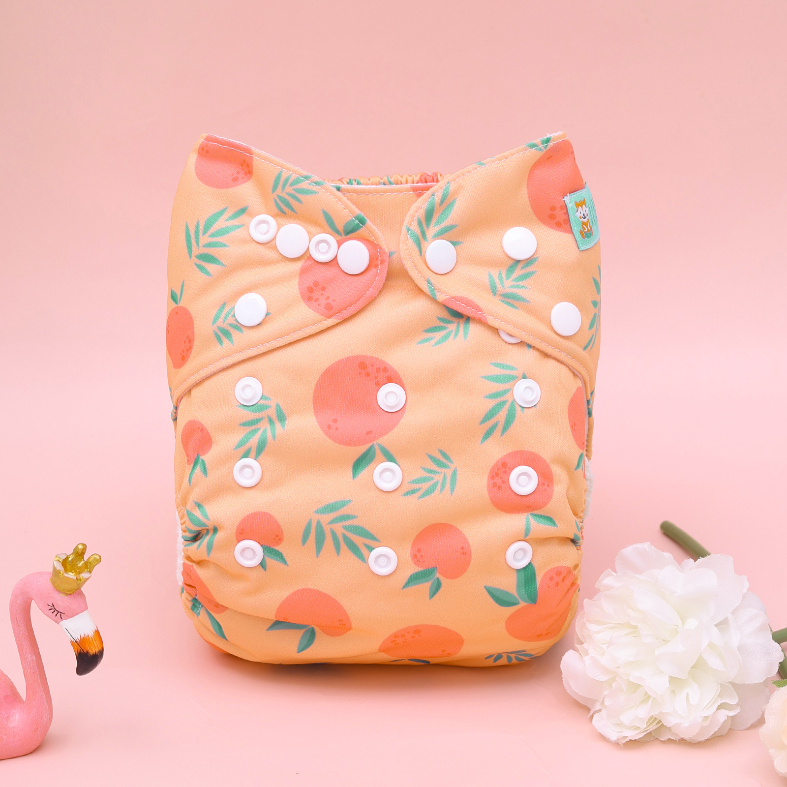 ALVABABY Print Cloth Diaper - One Size Adjustable Washable & Reusable Diaper for Babies and Toddlers (Orange, H453A)