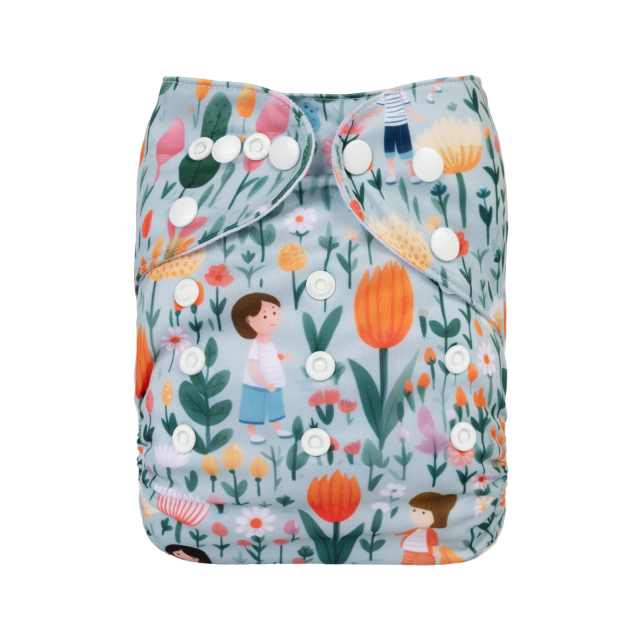 ALVABABY One Size Positioning Printed Cloth Diaper-Tulip(YDP231A)