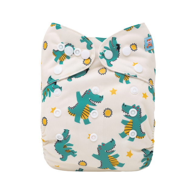 ALVABABY One Size Positioning Printed Cloth Diaper-Dinosaur(YDP237A)