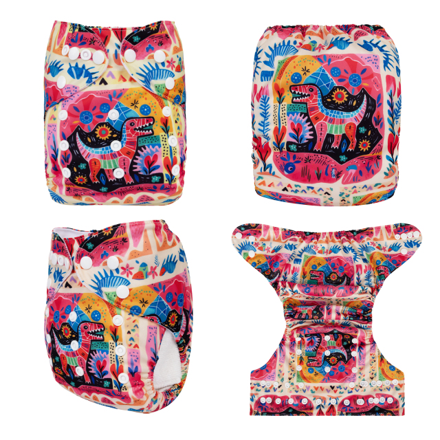 ALVABABY One Size Positioning Printed Cloth Diaper-(YDP232A)