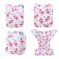 ALVABABY One Size Positioning Printed Cloth Diaper-Flamingo(YDP235A)