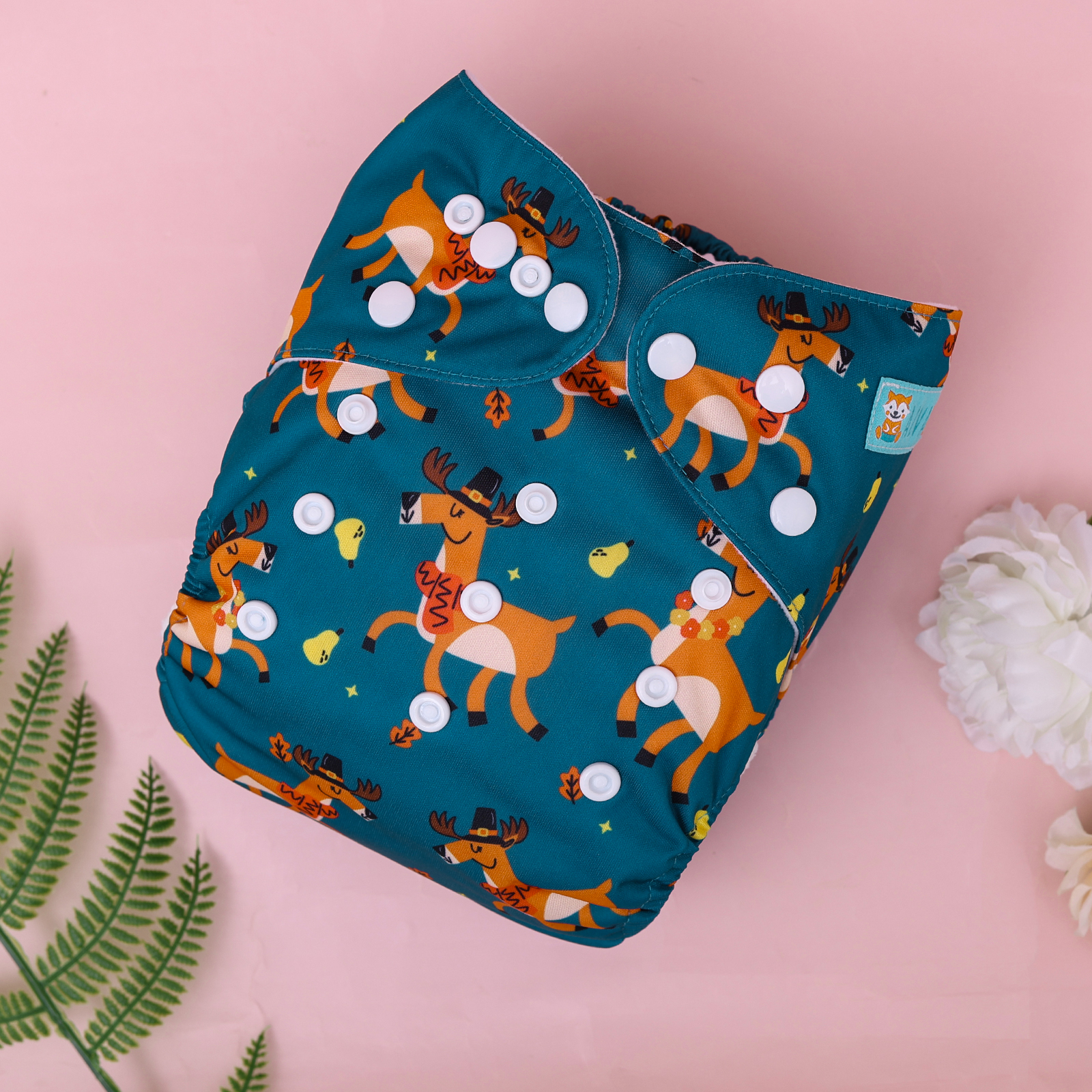 ALVABABY Positioning Cloth Diaper - One Size Adjustable Washable & Reusable Diaper for Babies and Toddlers (Horse, YDP236A)