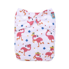 ALVABABY One Size Positioning Printed Cloth Diaper-Flamingo(YDP235A)