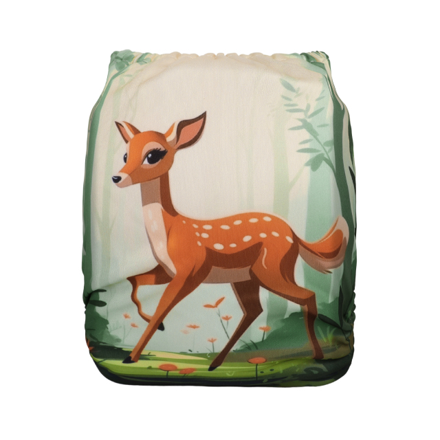 ALVABABY One Size Positioning Printed Cloth Diaper-Deer(YDP230A)