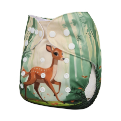 ALVABABY One Size Positioning Printed Cloth Diaper-Deer(YDP230A)