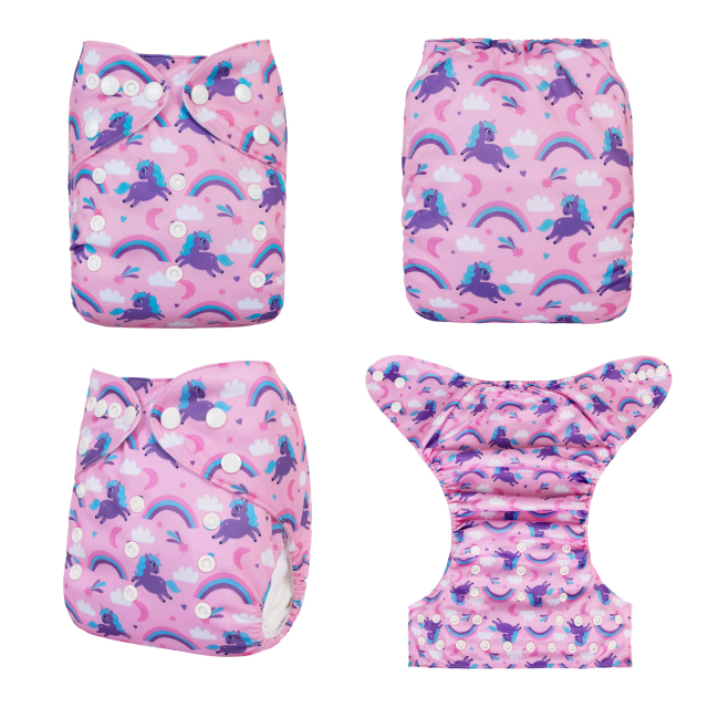 ALVABABY One Size Positioning Printed Cloth Diaper-Penguin(YDP234A)