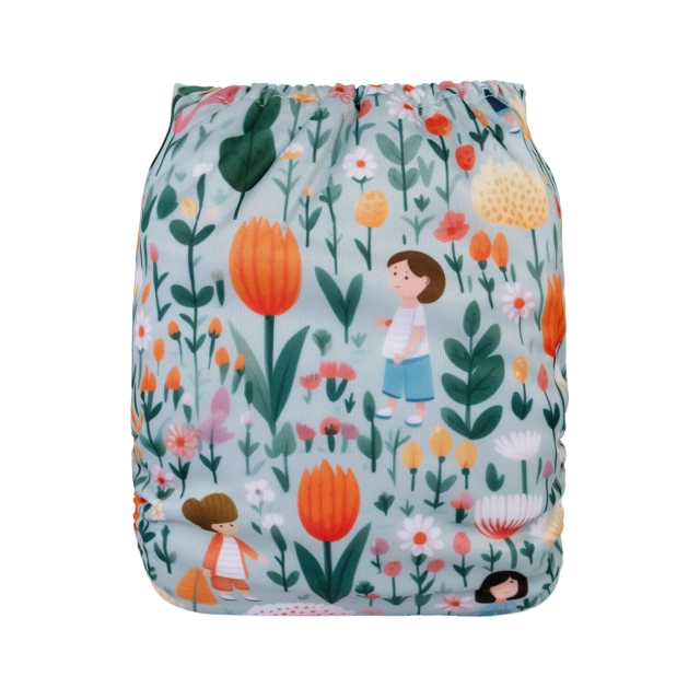 ALVABABY One Size Positioning Printed Cloth Diaper-Tulip(YDP231A)
